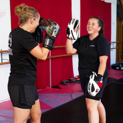 Women practicing self-defence